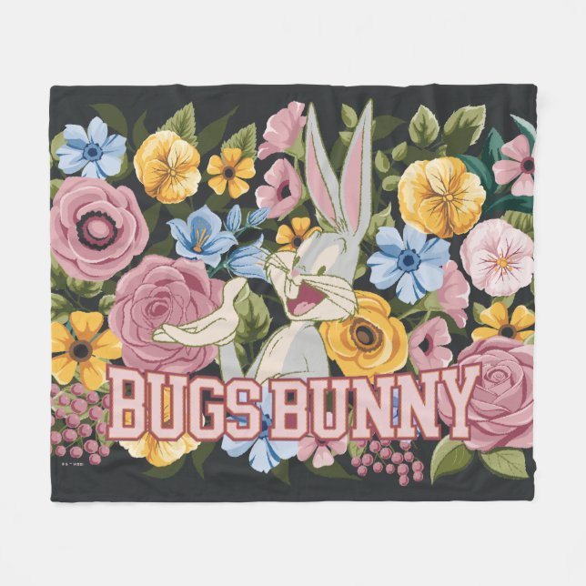 BUGS BUNNY™ Floral Embroidery Graphic Fleecefilt (Framsidan (Horisontell))