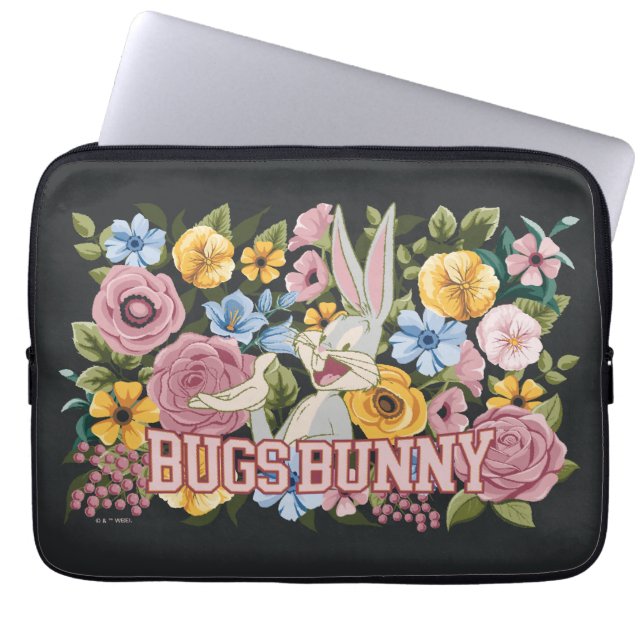 BUGS BUNNY™ Floral Embroidery Graphic Laptop Fodral (Framsidan)