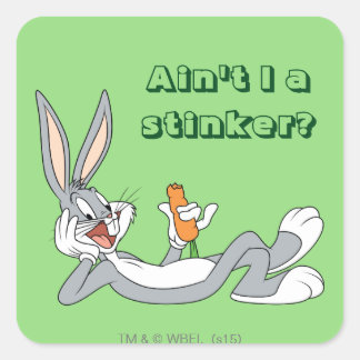 BUGS BUNNY™ Liggande och äter morot Fyrkantigt Klistermärke