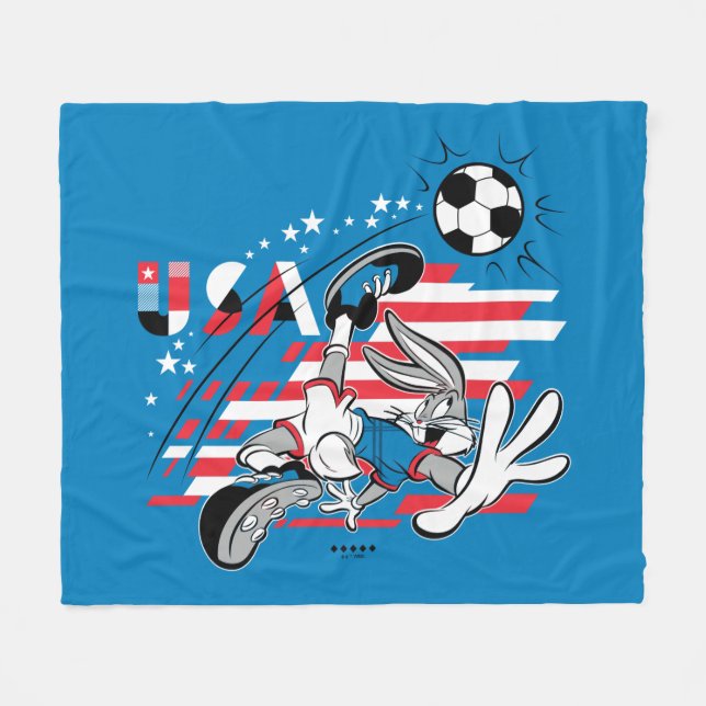 BUGS BUNNY™ Team USA Fotbollsgrafik Fleecefilt (Framsidan (Horisontell))