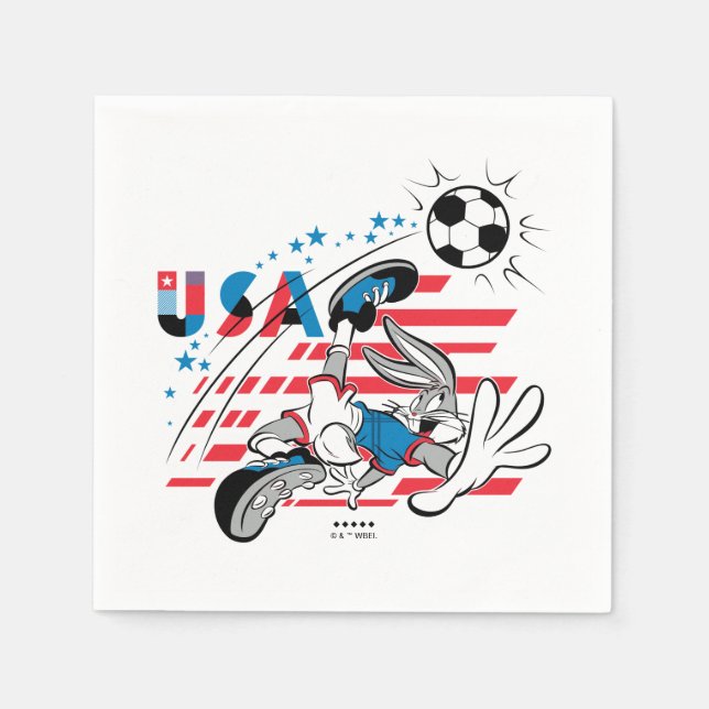 BUGS BUNNY™ Team USA-fotbollsgrafik Pappersservett (Framsidan)