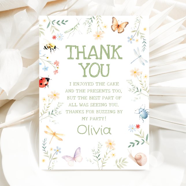 Bugs Girl Birthday Insect Party Tack Kort (Skapare uppladdad)