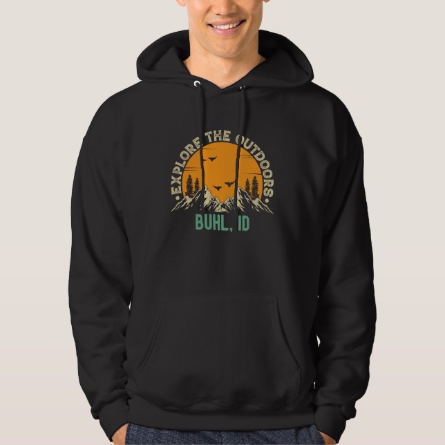 Buhl Idaho  Explore The Outdoors Hoodie (Framsida)
