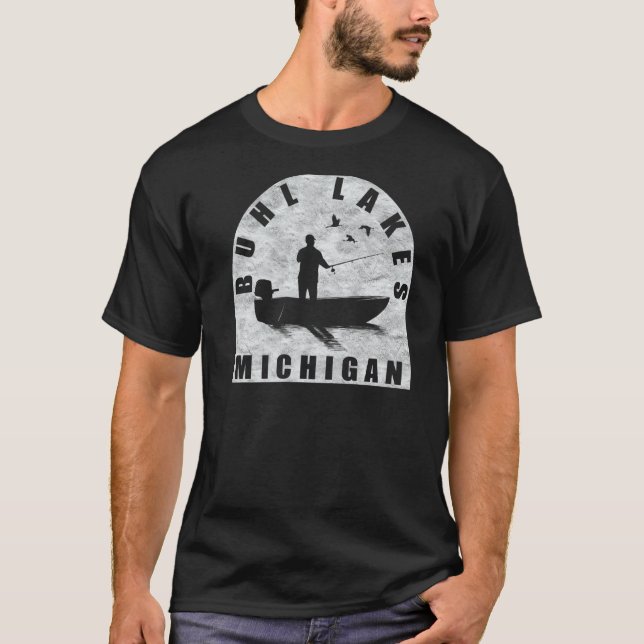 Buhl Sjöar Fishing Michigan T Shirt (Framsida)