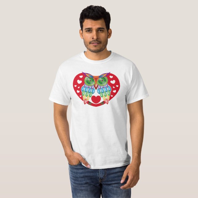 Búho colorido, amor t shirt (Hel framsida)