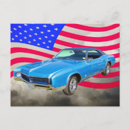 Buick Riviera Muscle och American Flagga 1967 Vykort