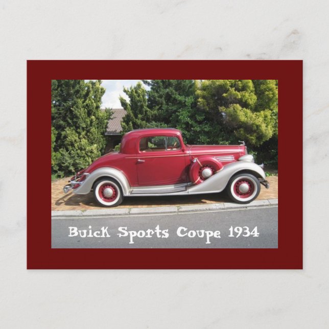 Buick Sports Coupe 1934 Vykort (Framsida)