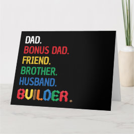 Builder Bonus Pappa, Stepdad, Make, Leksak Bricks Kort