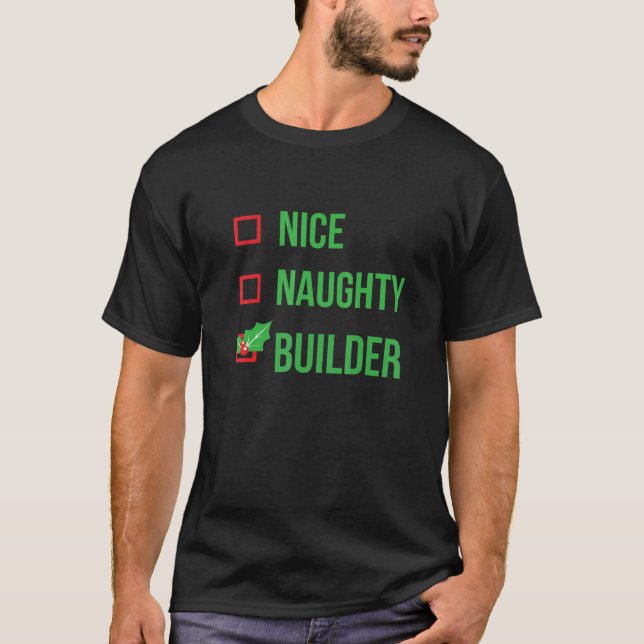 Builder Funny Pajama-jul T Shirt (Framsida)