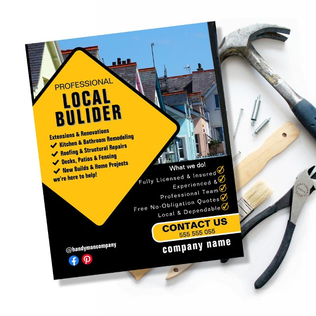 Builder Services Flyer Template | Construction & (Skapare uppladdad)