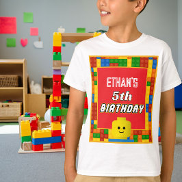 Building Blocks Birthday Kids Fun Colorful T Shirt