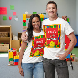 Building Blocks Parent Birthday Fun Matching Party T Shirt