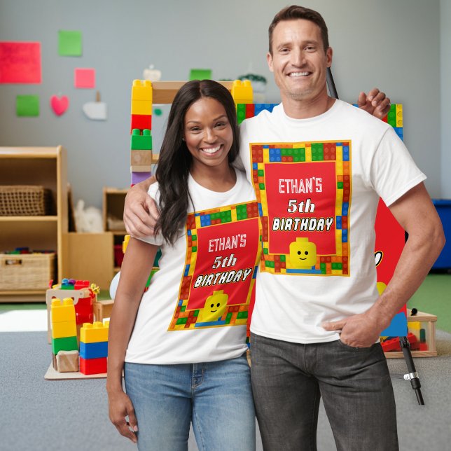 Building Blocks Parent Birthday Fun Matching Party T Shirt (Skapare uppladdad)