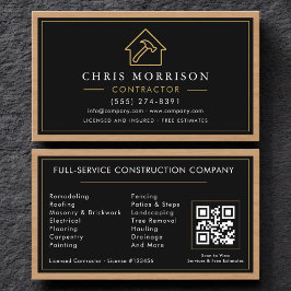 Building Construction Black Gold Business Card  Visitkort