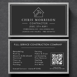 Building Construction Black Silver Metal QR Code Visitkort