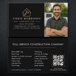 Building Construction QR Code Photo Black Gold Visitkort