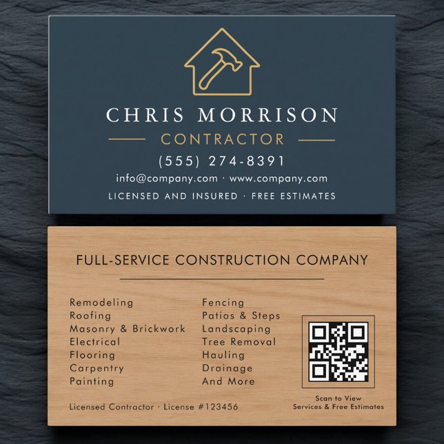Building Construction QR Code Wood Grain  Visitkort (Skapare uppladdad)