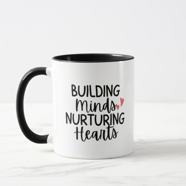 'Building Minds, Nurturing Hearts' Teacher Gift  Mugg (Vänster)