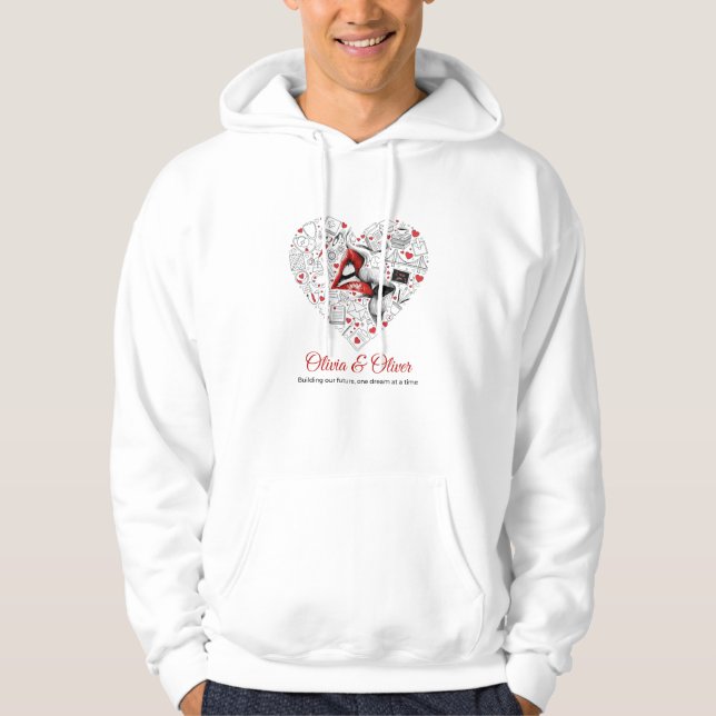 Building Our Future Profession Heart Valentine Hoodie (Framsida)