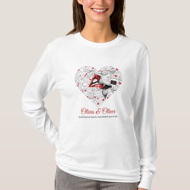 Building Our Future Profession Heart Valentine T Shirt (Framsida)