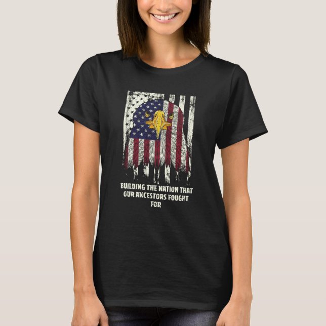 Building the Nation American Patriotic USA Patriot T Shirt (Framsida)
