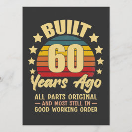 Built 60 Years Ago All Parts Original 60 Birthday Inbjudningar