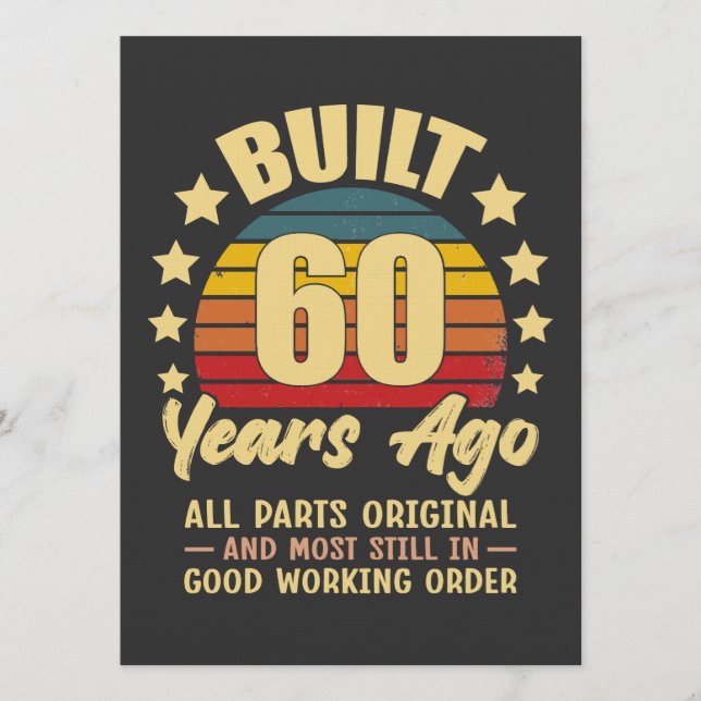 Built 60 Years Ago All Parts Original 60 Birthday Inbjudningar (Framsida)
