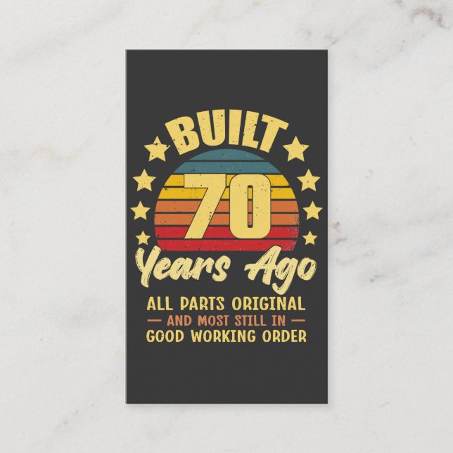 Built 70 Years Ago All Parts Original 70th Birthda Visitkort (Framsida)