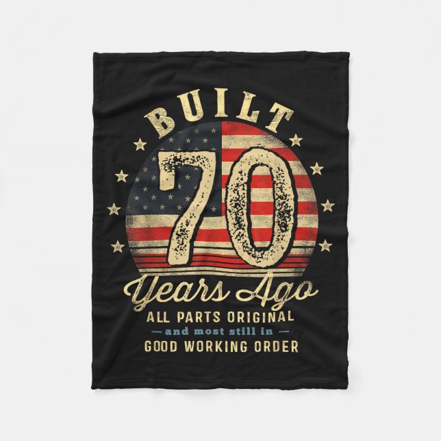 Built 70 Years Ago Funny 70th Birthday Usa Flag  Fleecefilt (Framsidan)