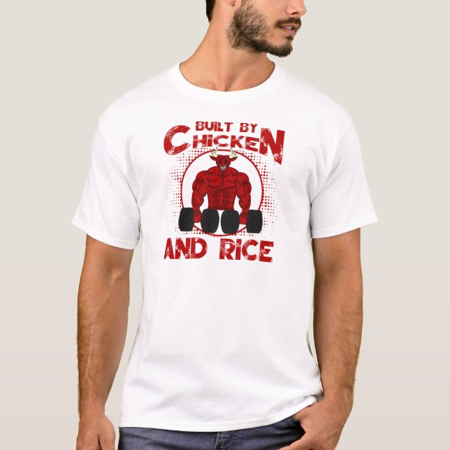 Built By Chicken And Rice Bodybuilding Fitness T-shirt (Framsida)