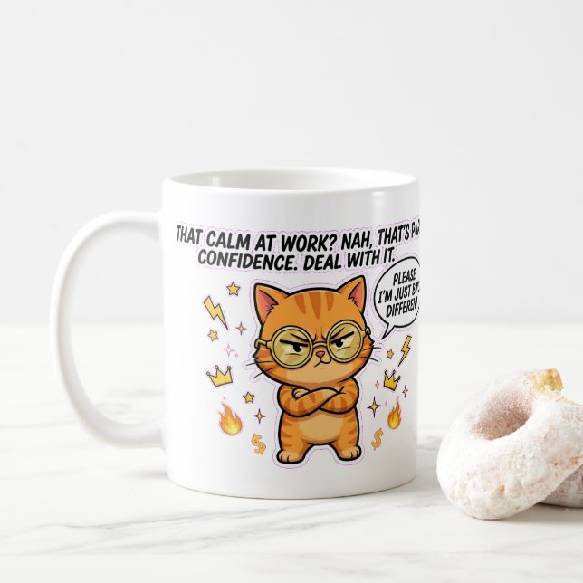 Built Different Confident Cat Funny Mug Kaffemugg (Med munk)