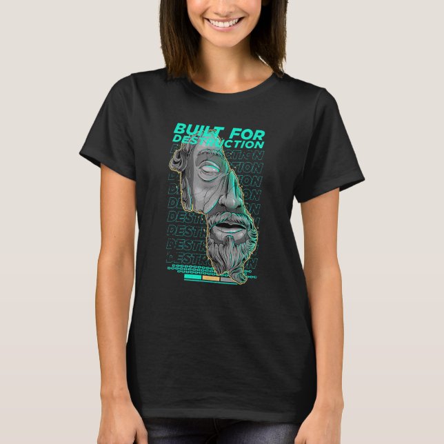 Built for Destruction Vaporwave Greek Sculpture St T Shirt (Framsida)