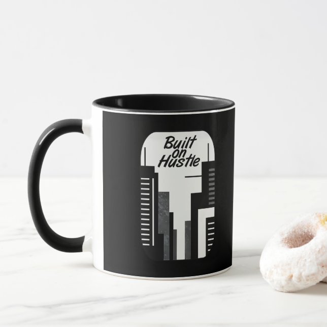 Built on Hustle City Skyline Minimalist Design Mugg (Med munk)