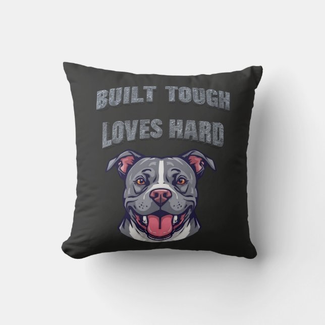 Built Tough Pit Bull | Bully Dog Lover Graphic Art Kudde (Framsida)
