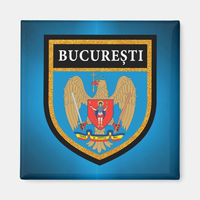 Bukarest Flagga Magnet (Framsidan)