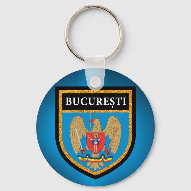 Bukarest Flagga Nyckelring (Framsida)