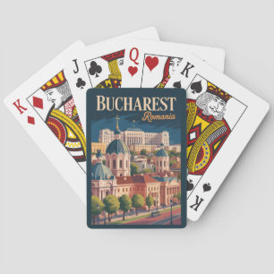 Bukarest Panorama Illustration Resa Konst Vintage Casinokort