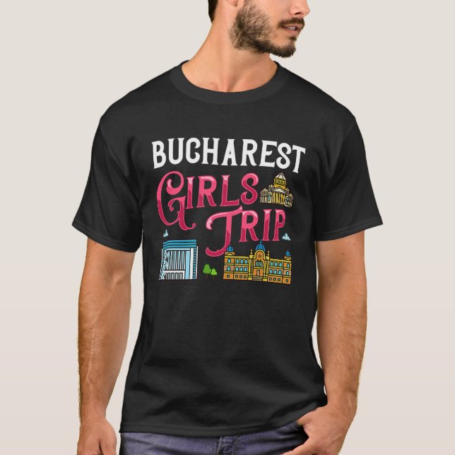 Bukarest Romania city skyline map travel T Shirt (Framsida)