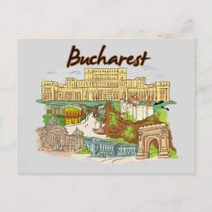 Bukarest, Rumänien Berömd City Vykort