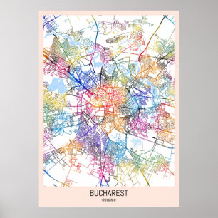 Bukarest Rumänien City Karta Poster