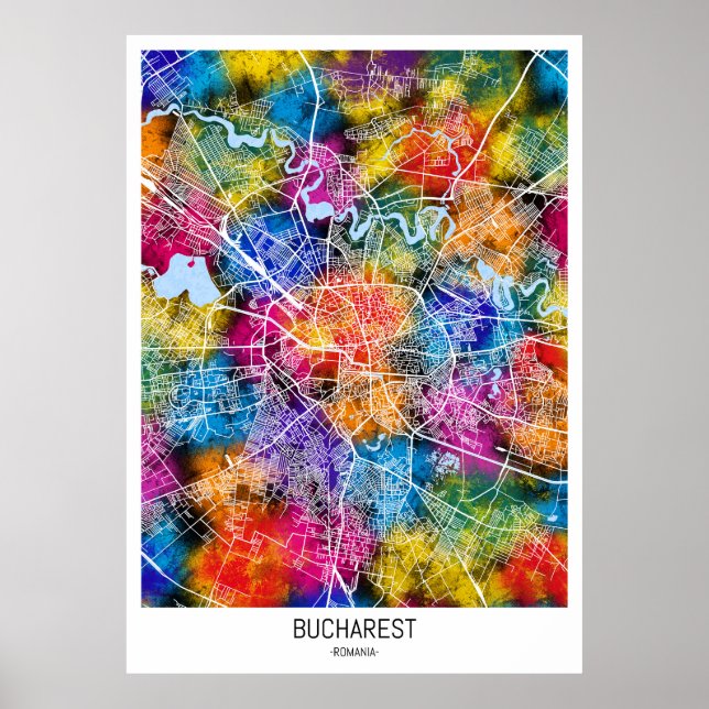 Bukarest Rumänien City Karta Poster (Framsidan)