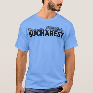 Bukarest Rumänien City Skyline Silhouette Outline T Shirt