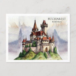 Bukarest Rumänien | Gamla Stan Vattenfärgskonst Helg Vykort