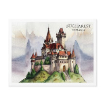 Bukarest Rumänien | Gamla Stan Vattenfärgskonst