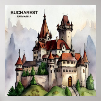 Bukarest Rumänien | Gamla Stan Vattenkonst Poster