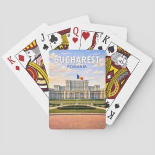 Bukarest Rumänien Illustration Resa Konst Vintage Casinokort