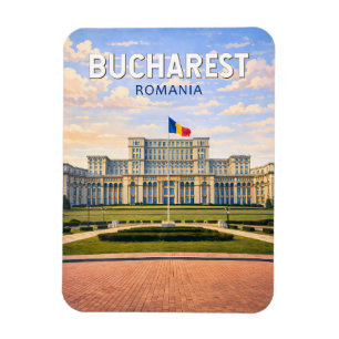 Bukarest Rumänien Illustration Resa Konst Vintage Magnet