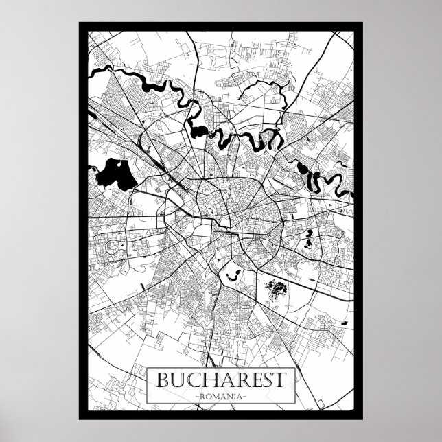 Bukarest Rumänien Karta Poster (Framsidan)