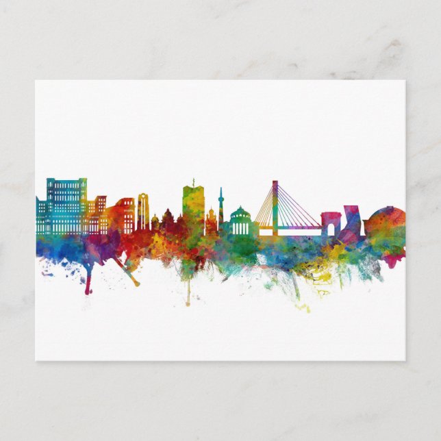 Bukarest Rumänien Skyline Postcard Vykort (Framsida)