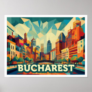 Bukarest-Rumäniens resekonst, konstnärlig, färgsta Poster